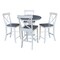 International Concepts 36 in. Wood Round Pedestal Gathering Height Dining Table with 4 X-Back Counter Stools in White/Gray K05-36RT-6B-S6132-4 - alternate 1